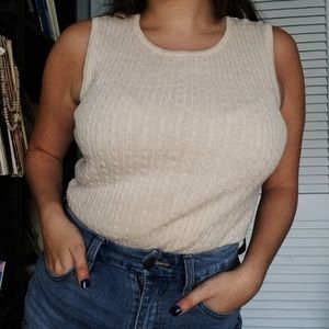 Jeanne Pierre Cream Medium Sweater Vest